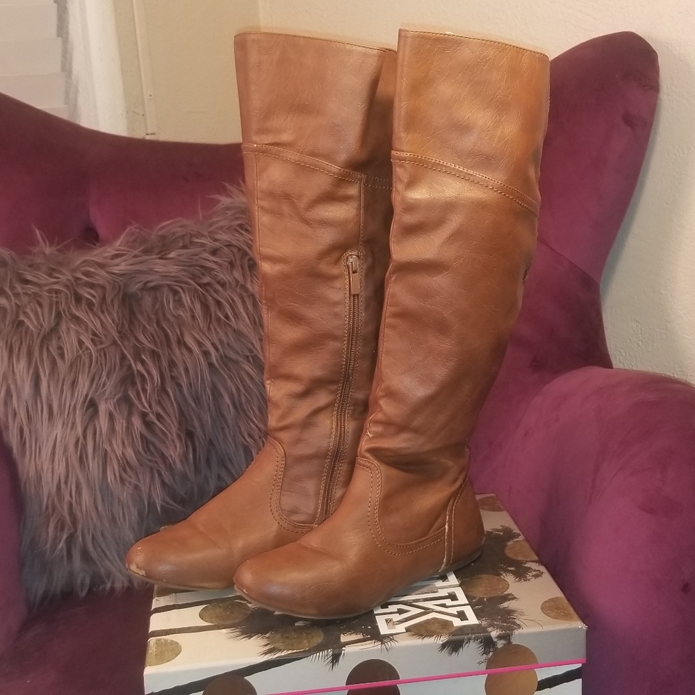 Brown Pleather Boots